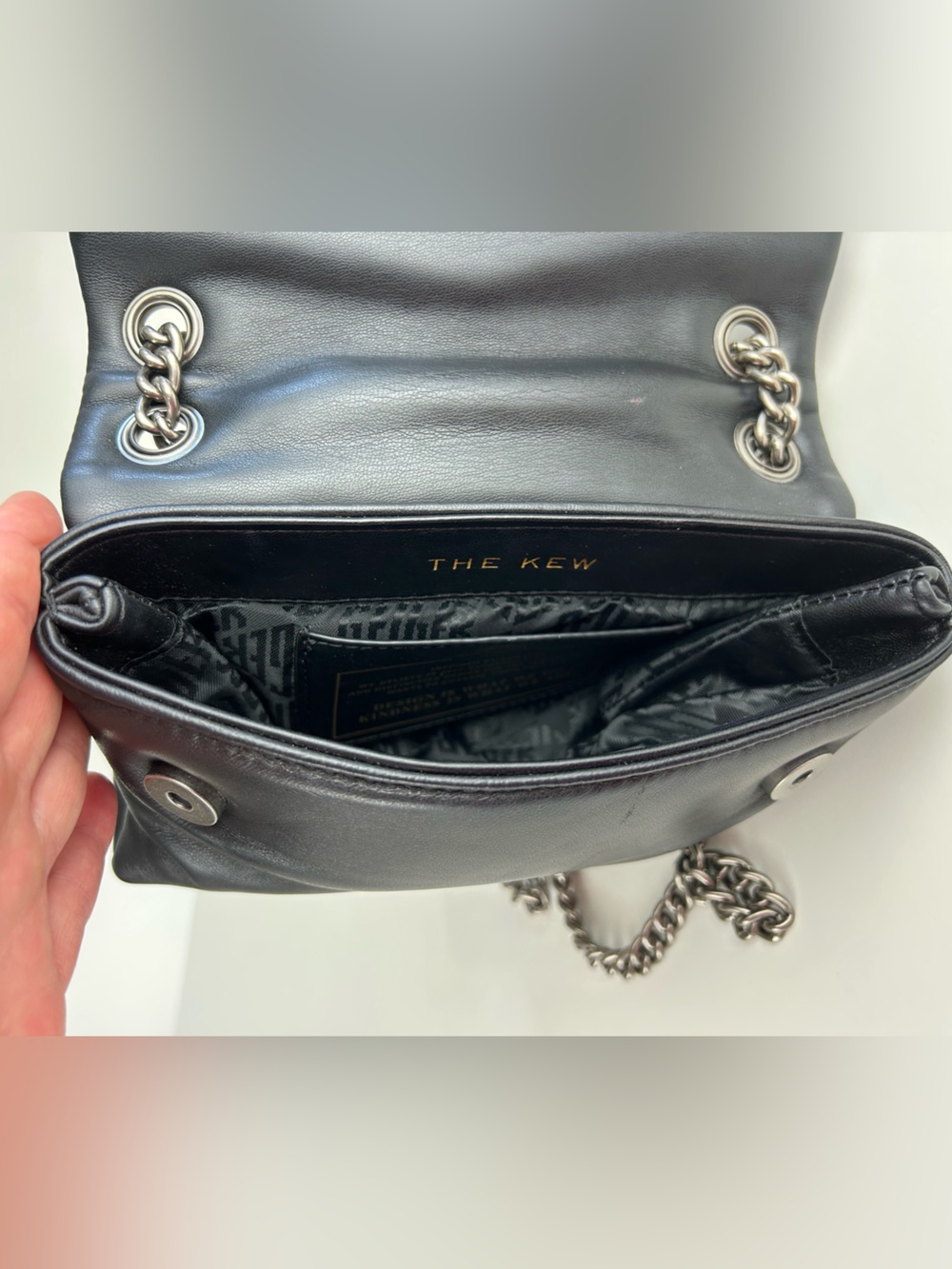 Kurt Geiger Black Leather Chain-Strap Handbag THE KEW - Picture 3 of 14